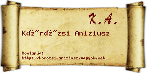 Körözsi Aniziusz névjegykártya